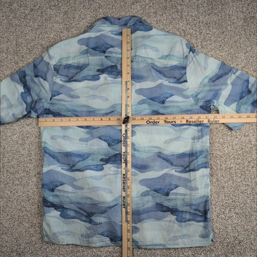 Banana Republic Organic Cotton Camp‎ Shirt Relaxed Fit Blue Camo Mens